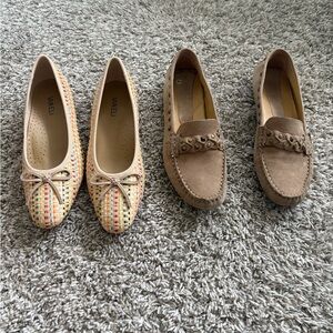Vaneli Beige Woven Bow Ballet Flats